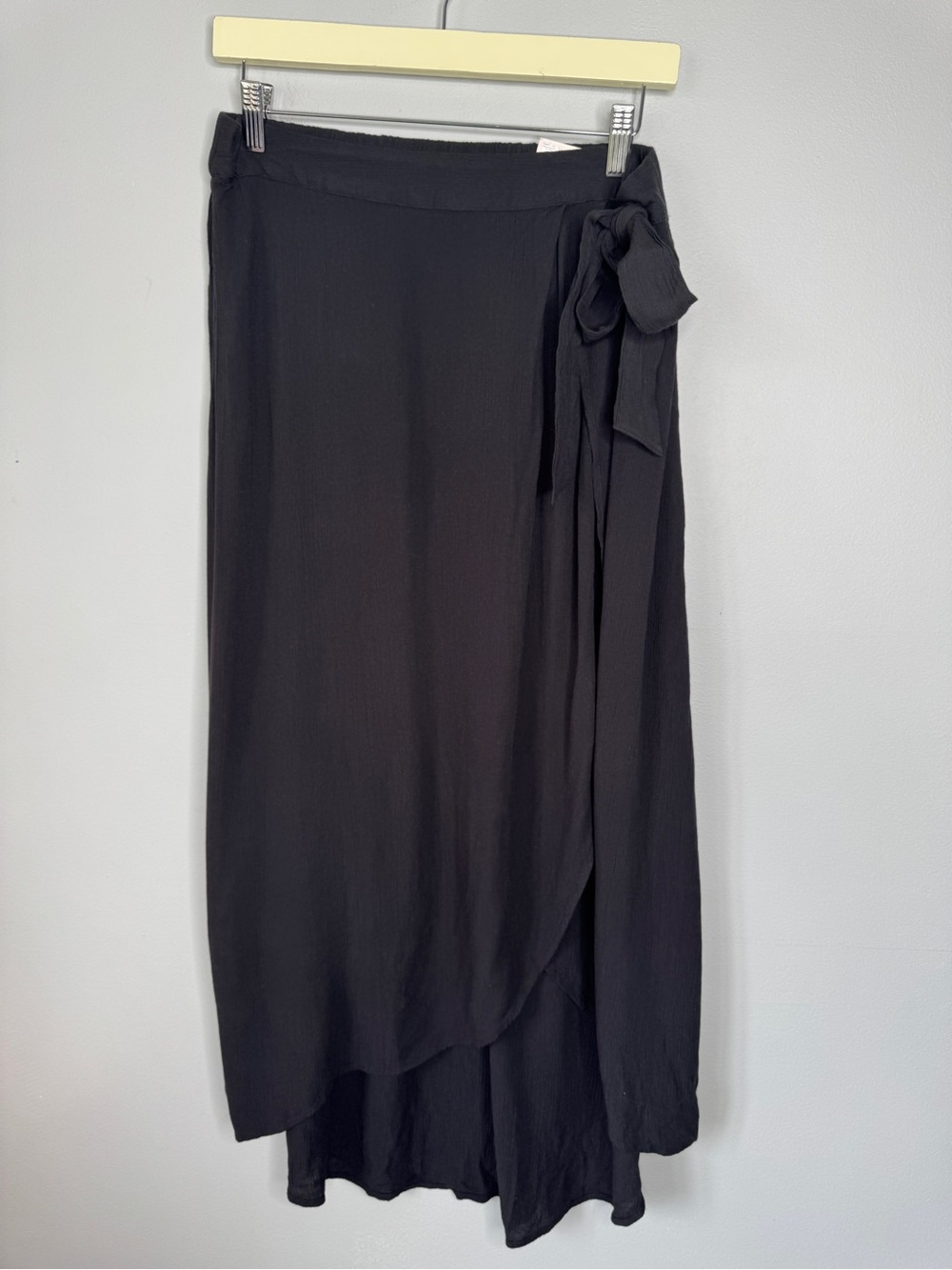 Women's Black High-Low Wrap Skirt with Side Tie